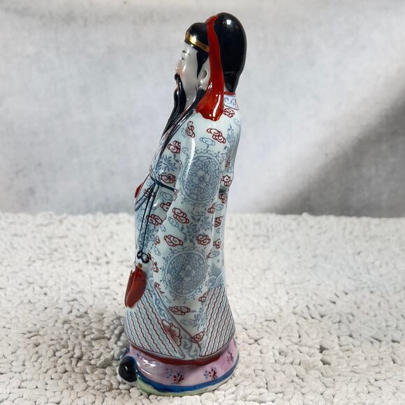 Chinese Famille Rose Porcelain Fu Lu Shou Figurine FU God Of Good Fortune 6.5" - Picture 3 of 15